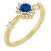 14K Yellow Chatham Created Blue Sapphire and .167 CTW Diamond Ring Ref. 15641428